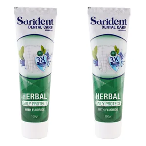 خمیر دندان محافظت از مینای دندان ساریدنت مدل گیاهی وزن 100 گرم بسته 2 عددی