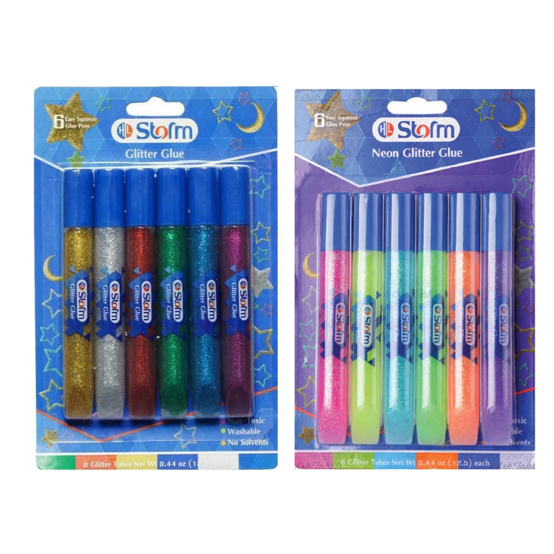 چسب اکلیلی استورم مدل مات و نئونی حجم 30 میلی لیتر بسته 12 عددی