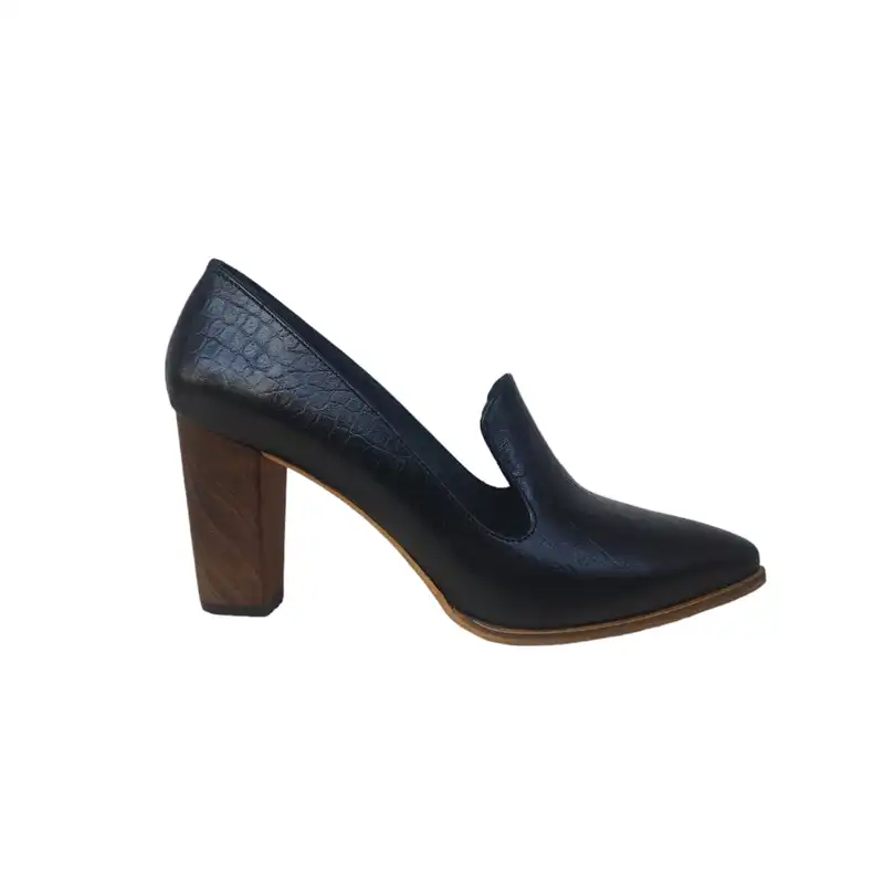 کفش زنانه مدل ZPM 203 CHR چرم طبیعی رنگ مشکی