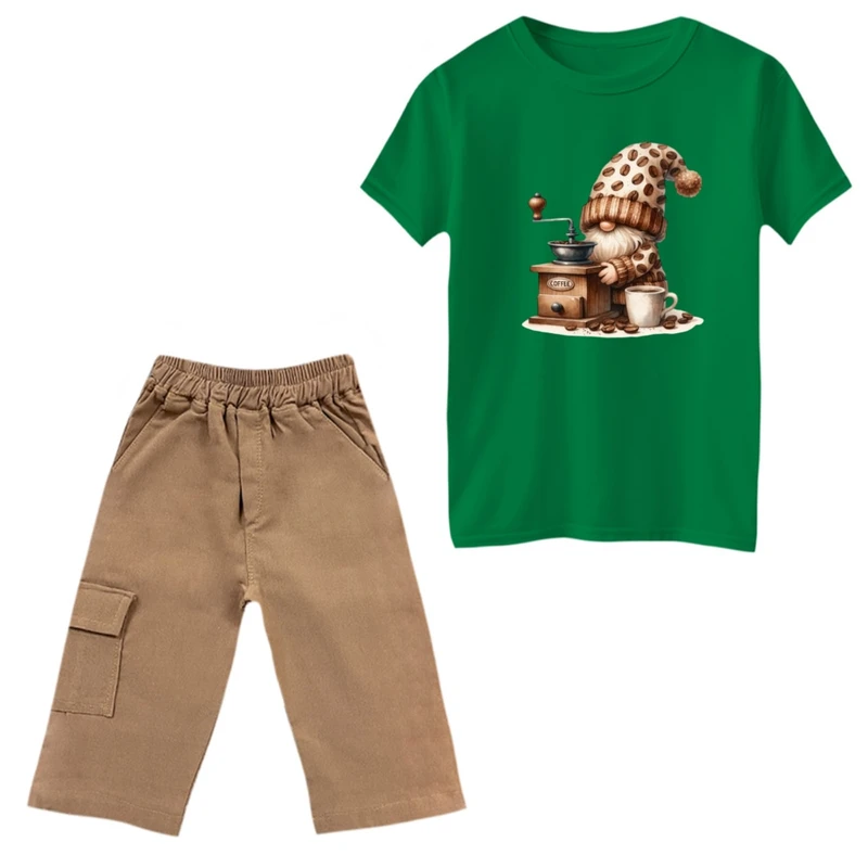 ست تی‌شرت و شلوارک پسرانه مدل کوتوله کد 3 رنگ سبز