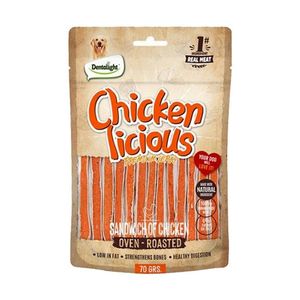تشویقی سگ دنتالایت مدل Chickenlicious Sandwich of Chicken ساندویچی طعم مرغ وزن ۷۰ گرم