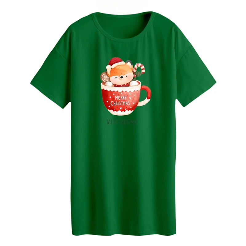 تی شرت لانگ زنانه مدل گوزن کریسمس کد 1