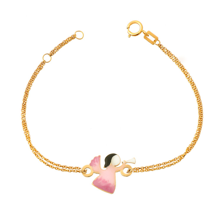 دستبند طلا 18 عیار دخترانه هور گالری مدل Akb352