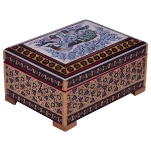 جعبه جواهر خاتم کاری مدل طاووس سپید کد TS107