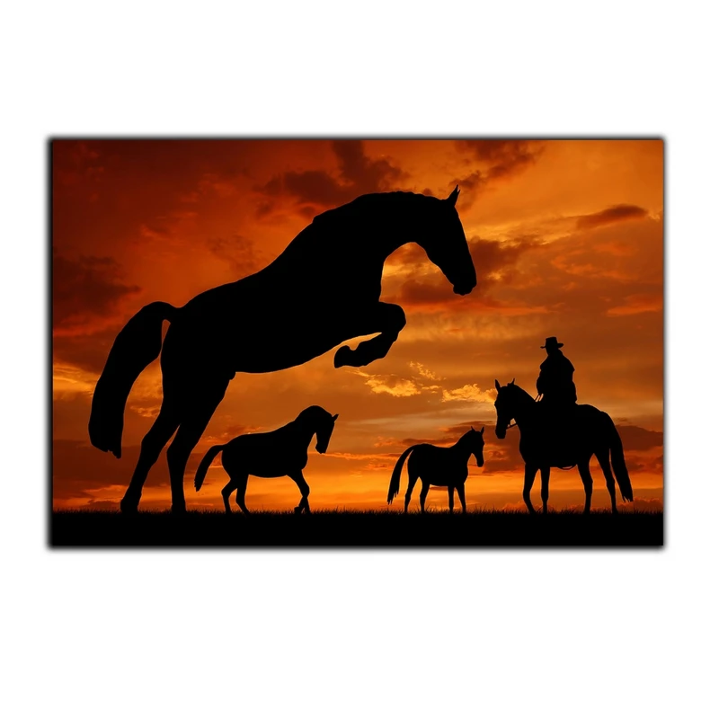 تابلو شاسی بکلیت طرح غروب آفتاب و اسب مدل SH-7555