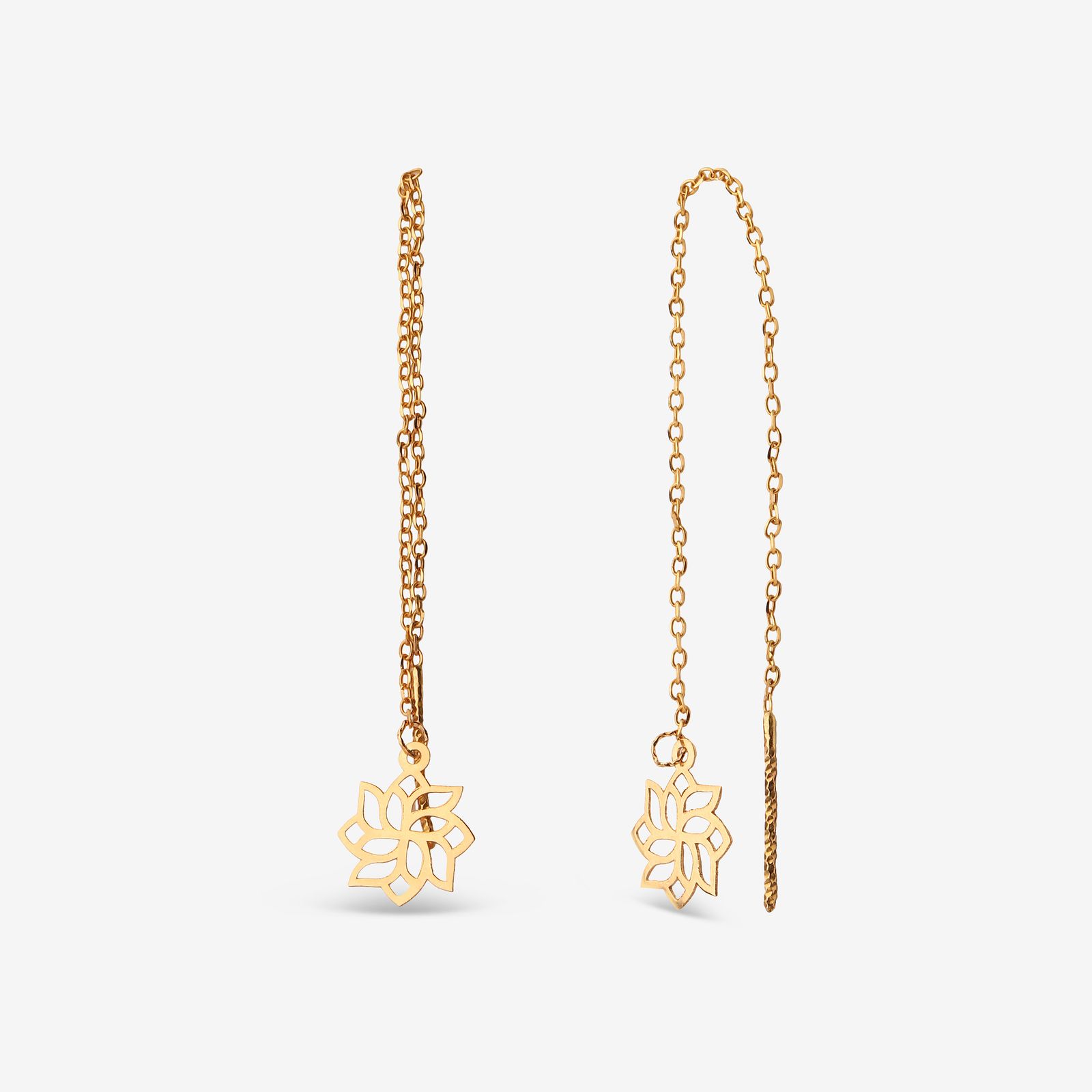گوشواره بخیه‌ای طلا کم اجرت  18 عیار زنانه نگین مدل 105 -  - 1