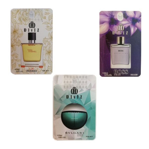 عطر جیبی مردانه دیوایز مدل HQB02 حجم 25 میلی لیتر مجموعه 3 عددی