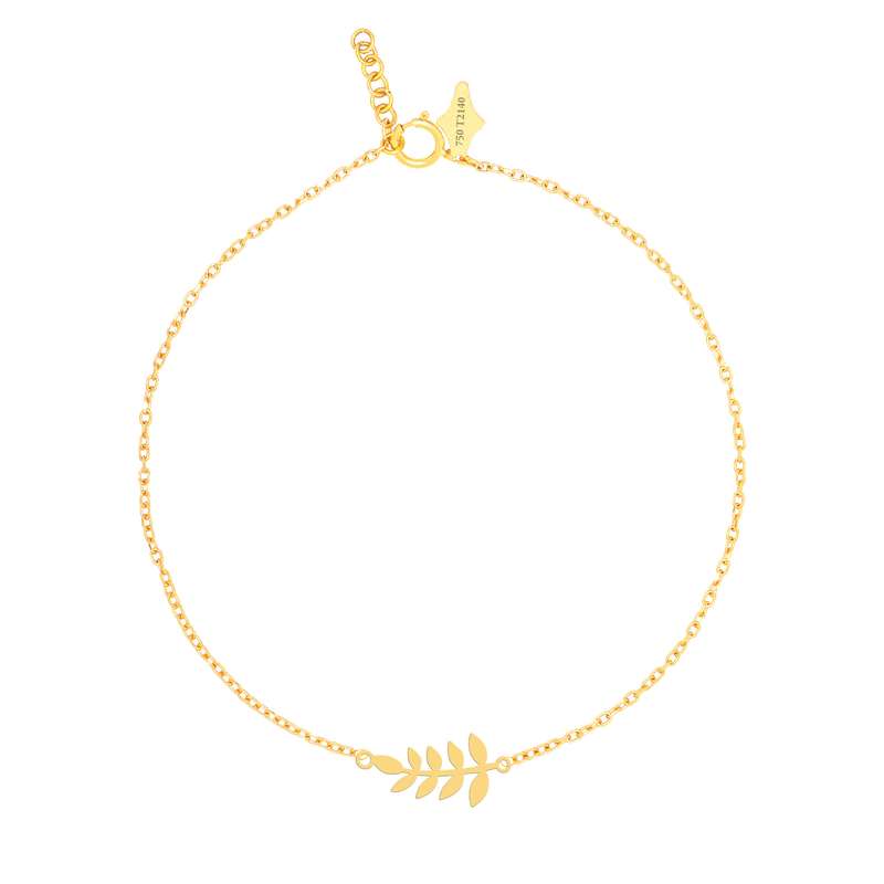 پابند طلا 18 عیار زنانه کرابو طرح برگ مدل Kr2048