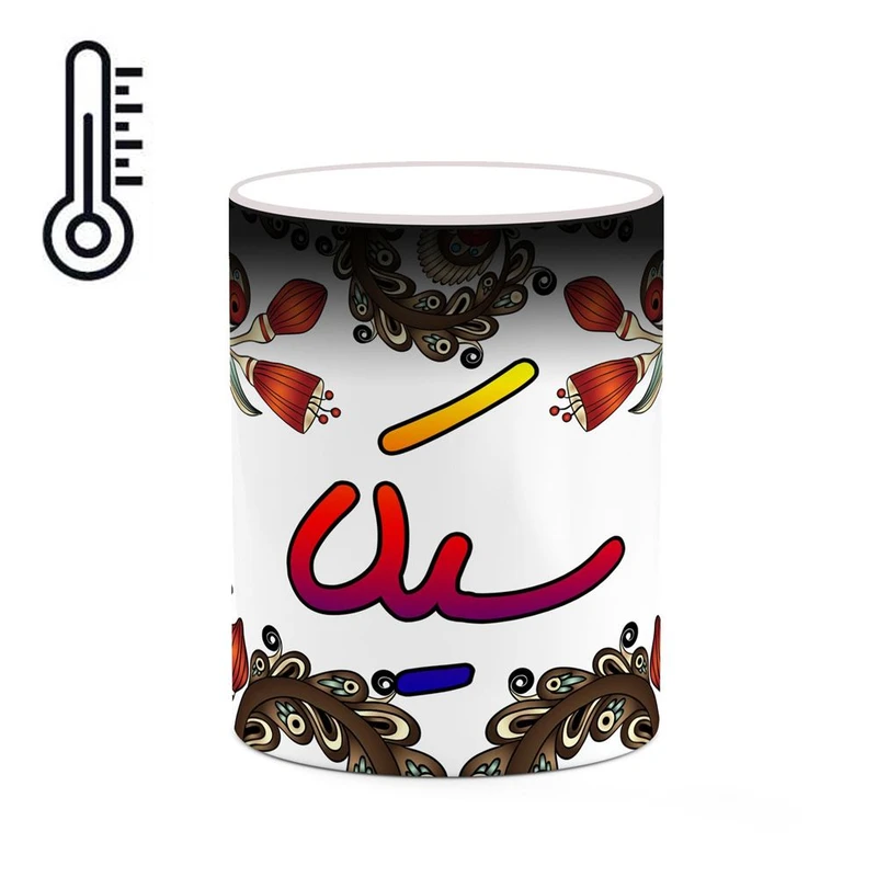 ماگ حرارتی کاکتی مدل اسم سیکا طرح سنتی گل و بته کد mgh45718