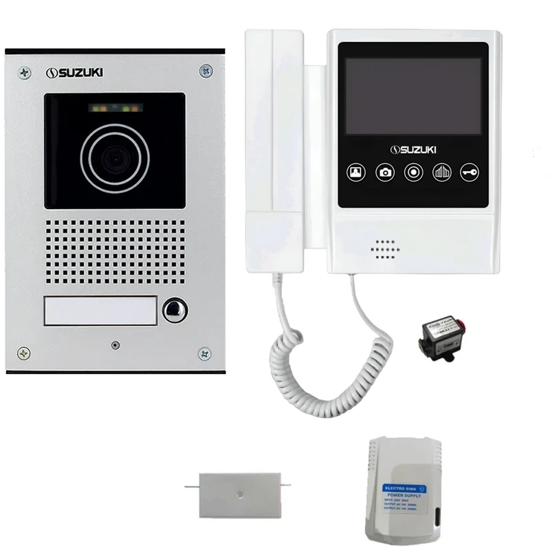 مجموعه دربازکن تصویری سوزوکی مدل 420-4ucm یک طبقه به همراه محافظ ولتاژ مانیتور