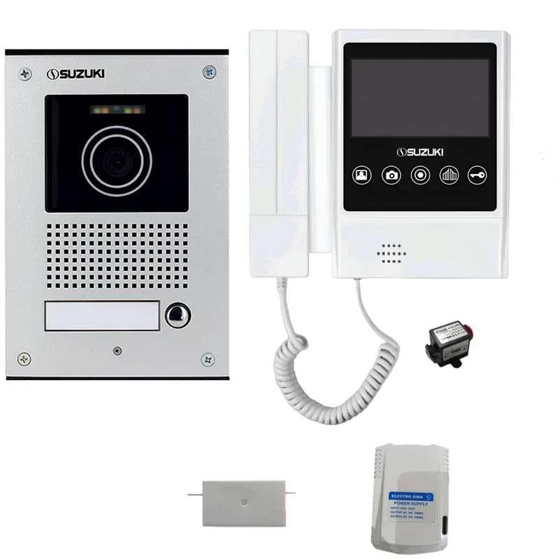 مجموعه دربازکن تصویری سوزوکی مدل 420-4ucm یک طبقه به همراه محافظ ولتاژ مانیتور