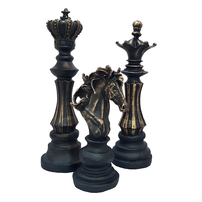 مجسمه مدل شطرنج پتینه مجموعه 3 عددی