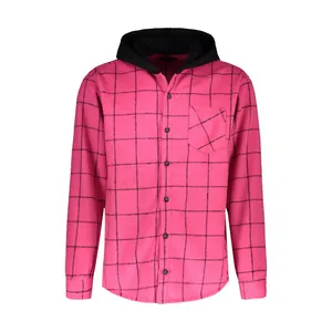 پیراهن آستین بلند کلاه دار مردانه ان سی نو مدل ماندی رنگ سرخابی