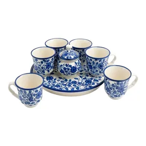 سرویس چای خوری  8 پارچه 6  نفره مدل گل نسترن