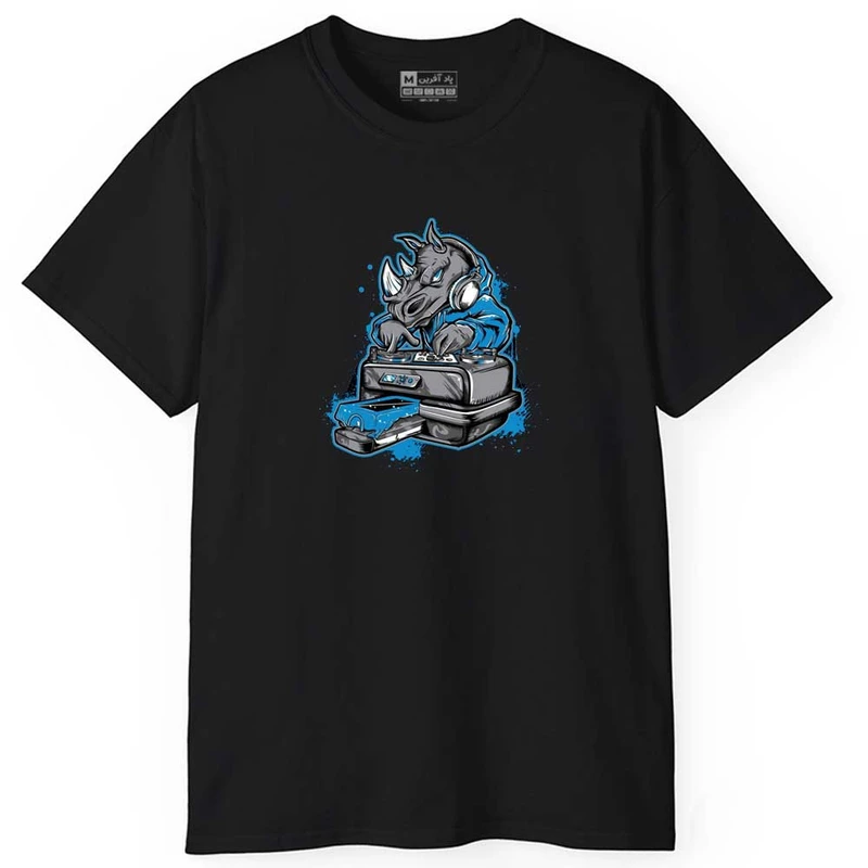 تی شرت آستین کوتاه مردانه پاد آفرین مدل اسپرت طرح کرگدن کد 967