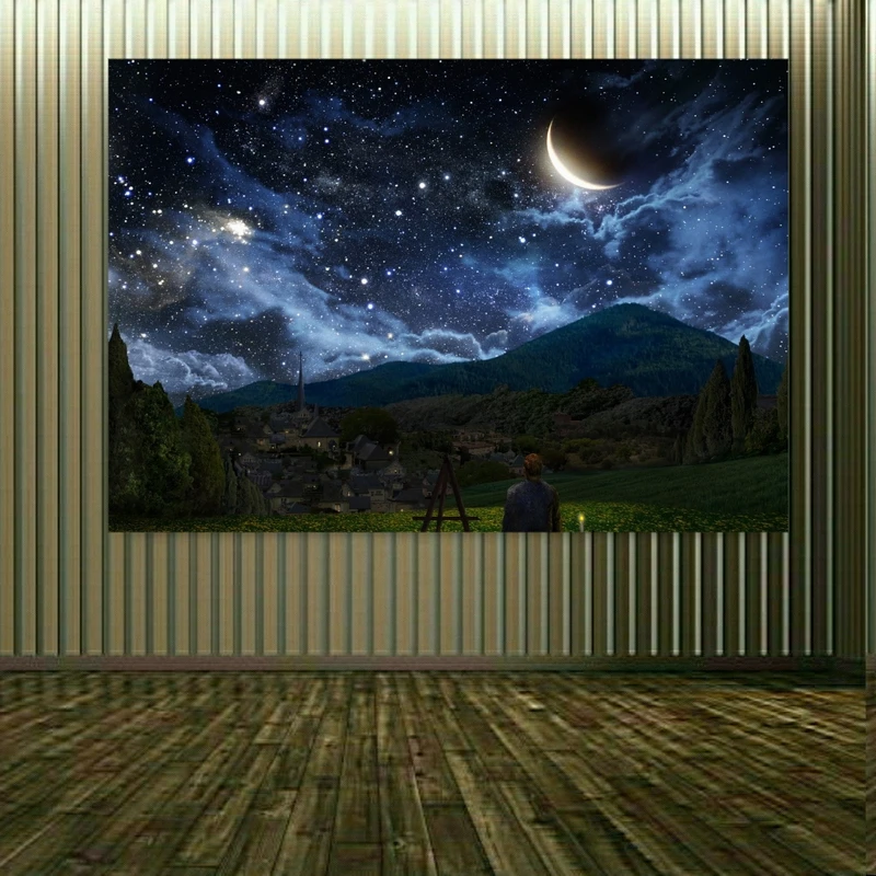 تابلو شاسی طرح مخمل مدل شب پرستاره دشت کد FP103684