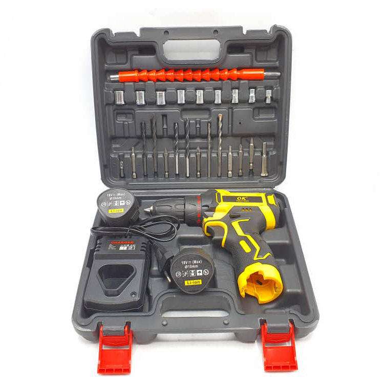 مجموعه 28 عددی دریل پیچ گوشتی چکشی شارژی اوکی  کد OK-1218