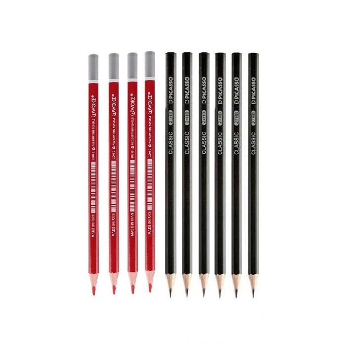 مداد مشکی پیکاسو با درجه سختی HB مدل آریانا به همراه مداد قرمز مجموعه 10 عددی