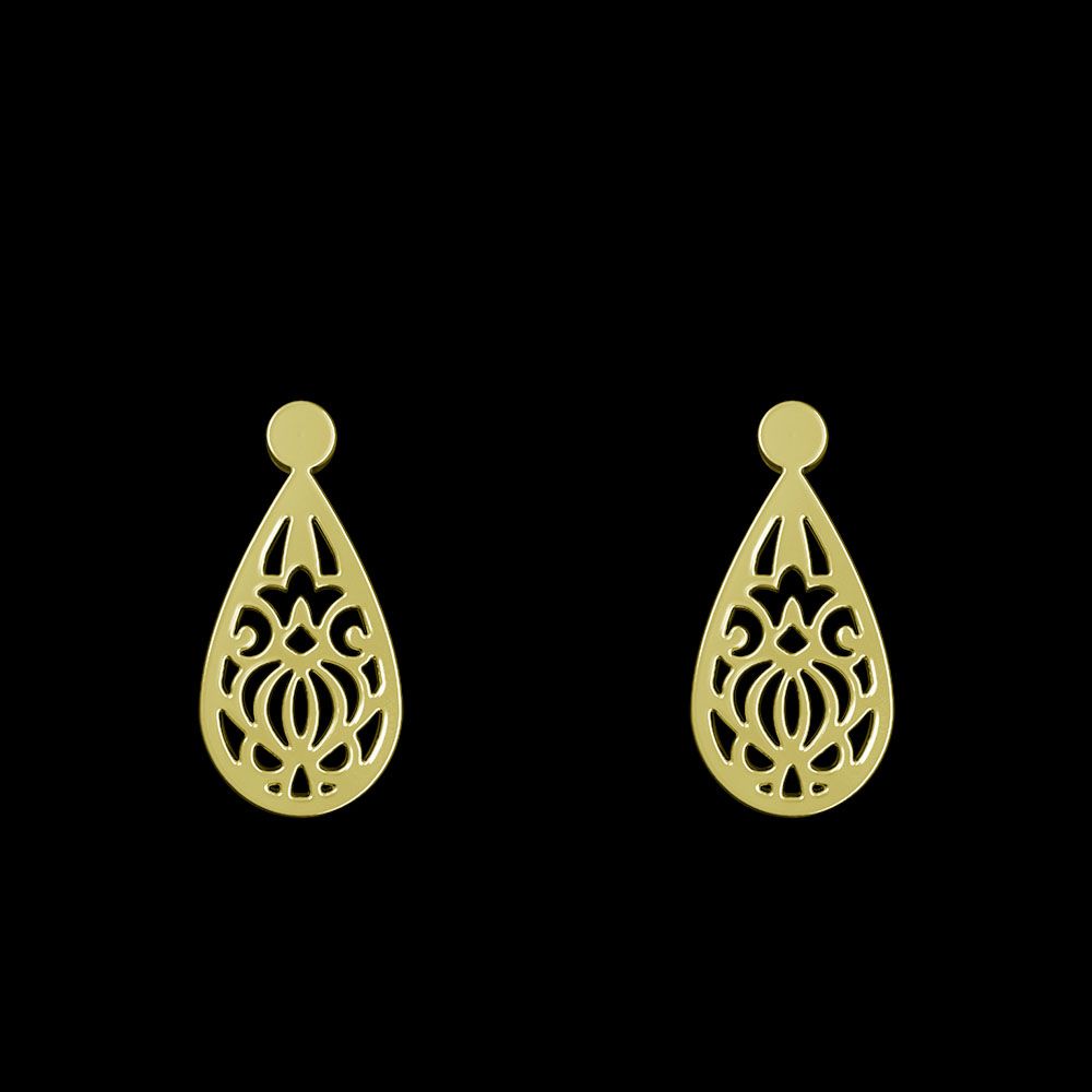 گوشواره طلا 18 عیار زنانه مدوپد مدل اسلیمی کد GA1-15340 -  - 1
