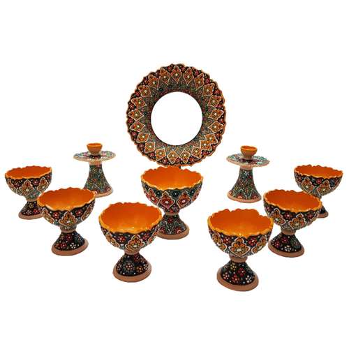 مجموعه ظروف هفت سین 10 پارچه طرح میناکاری مدل بهار 01