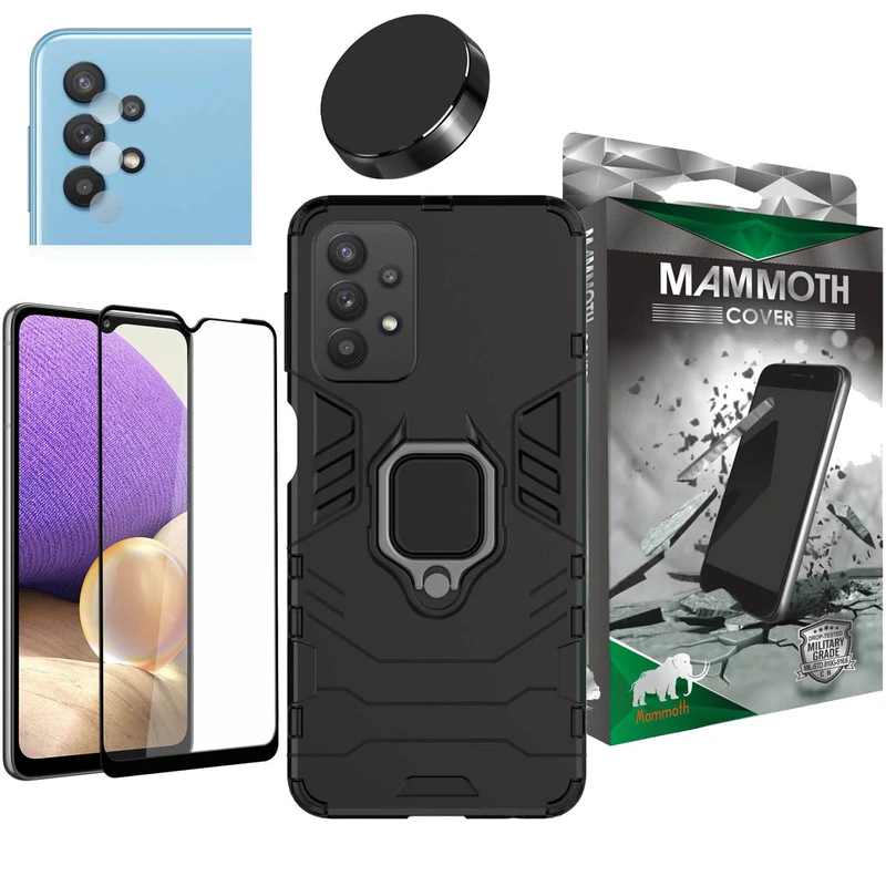 کاور ماموت مدل M-GHB-BNDL مناسب برای گوشی موبایل سامسونگ Galaxy A32 به همراه محافظ صفحه نمایش و محافظ لنز و پایه نگهدارنده آهنربایی