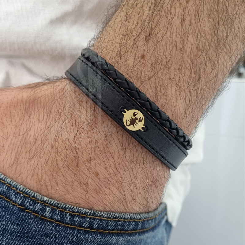 دستبند طلا 18 عیار مردانه لیردا مدل نماد ماه آبان 829