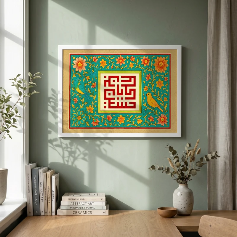 تابلو طرح یا حسین مدل G15557 فریم سفید