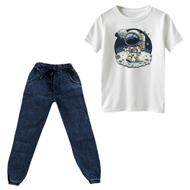 ست تی‌شرت و شلوار پسرانه مدل فضانورد