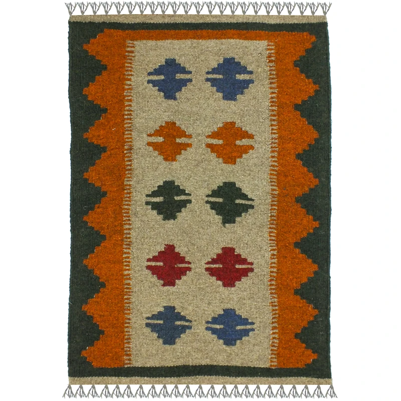 گلیم دستبافت یک متر مدل پادری شیراز کد 1721 زمینه الوان