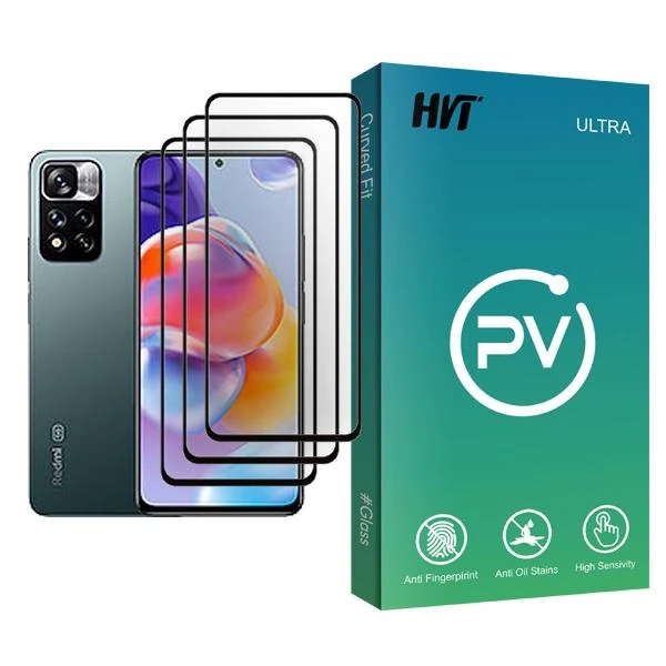 محافظ صفحه نمایش اچ وی تی مدل PV Glass MIX003 مناسب برای گوشی موبایل شیائومی Redmi Note 11 Pro+ 5G بسته سه عددی