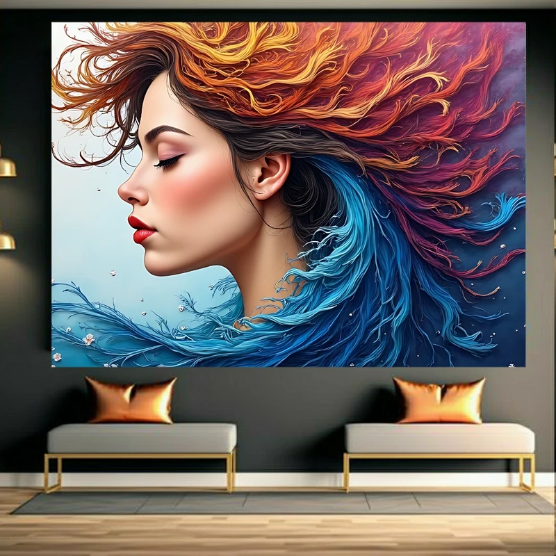 پوستر طرح  موی پریشان مدل رنگین کمان کد AR3062610