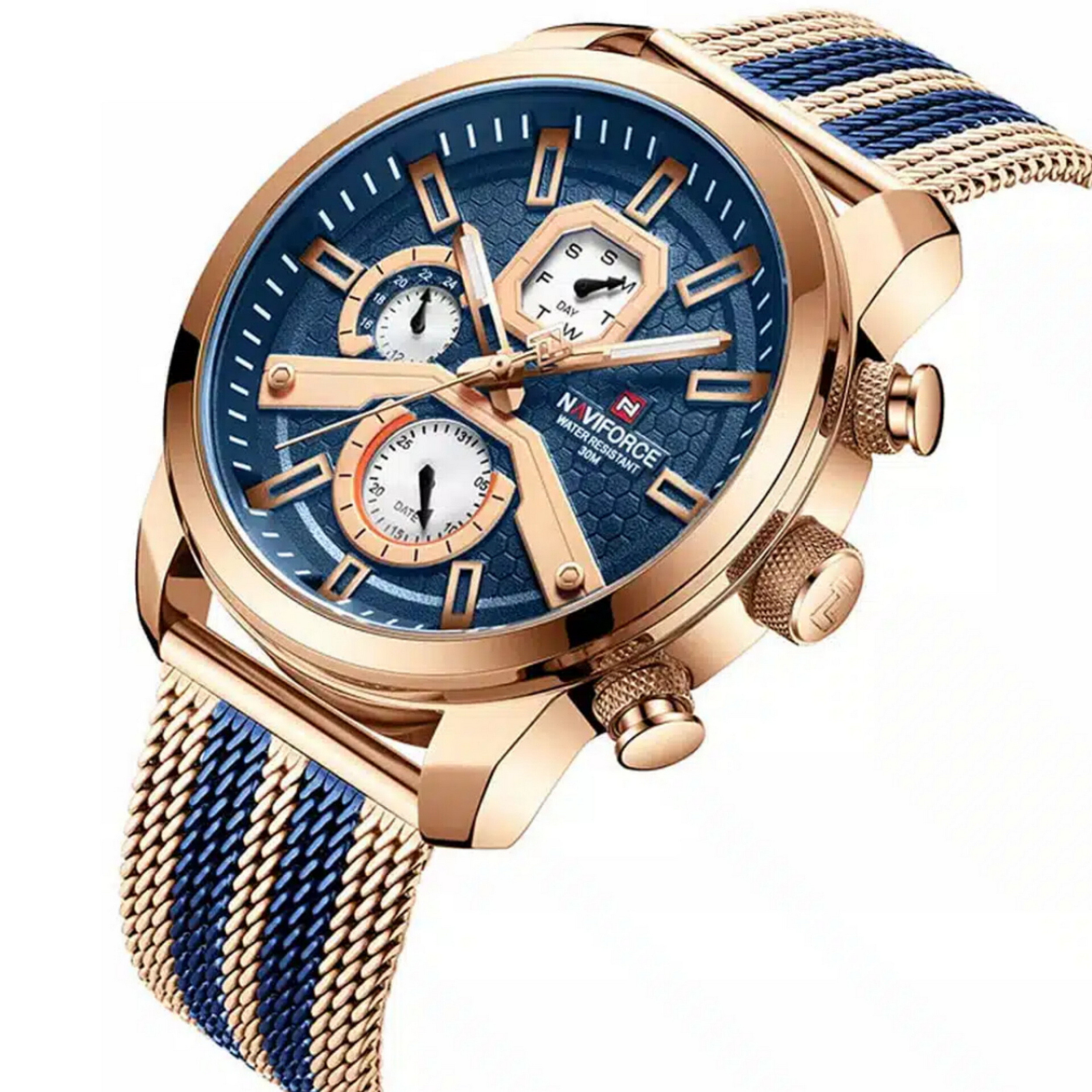 ساعت مچی عقربه‌ای مردانه نیوی فورس مدل سه موتوره فول تایم