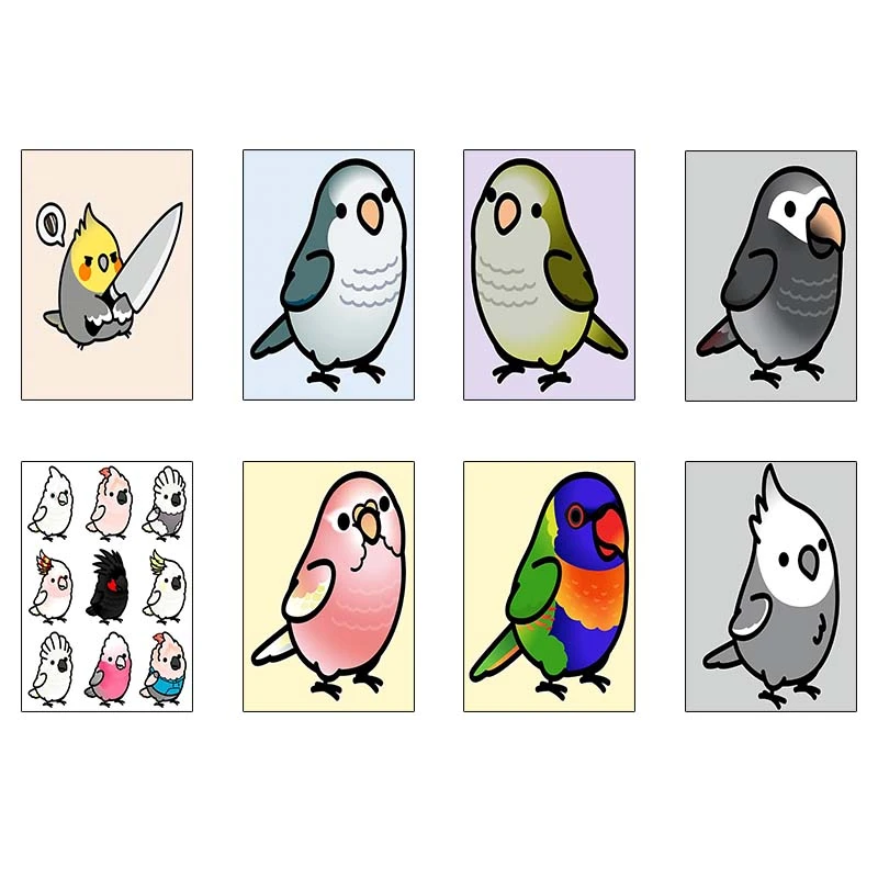 پوستر کارنيکا طرح طوطی Parrot کد 21530 مجموعه 8 عددی