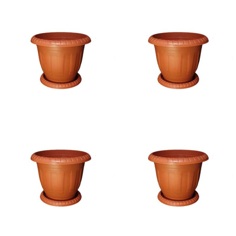 گلدان مدل پلاستیکی گرد طرح دار کد20 بسته 4 عددی