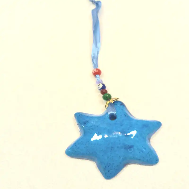 آویز سفالی طرح ستاره مدل چشم نظر کد 02