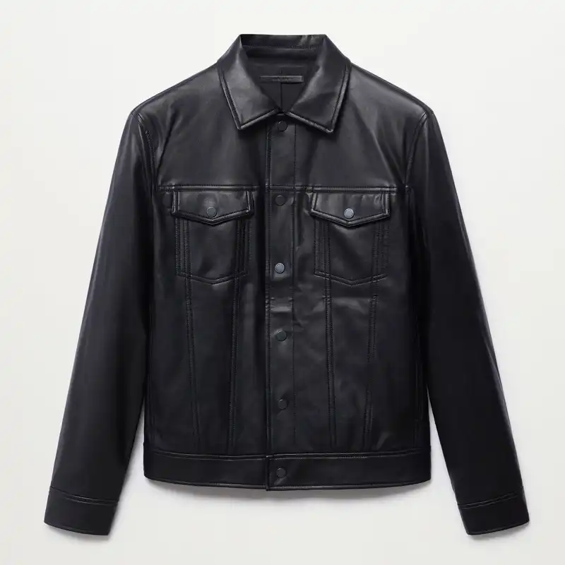 کت چرم مردانه مانگو مدل BK517BLA