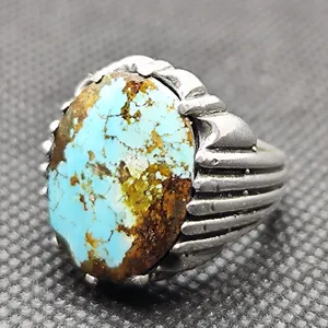 انگشتر نقره مردانه مدل سنگ فیروزه نیشابور کد P1540