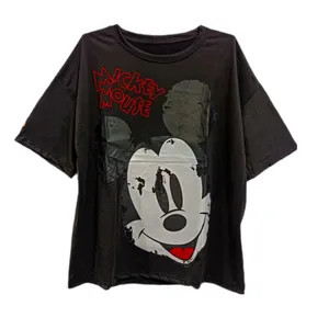 تی شرت آستین کوتاه دخترانه مدل میکی موس رنگ مشکی