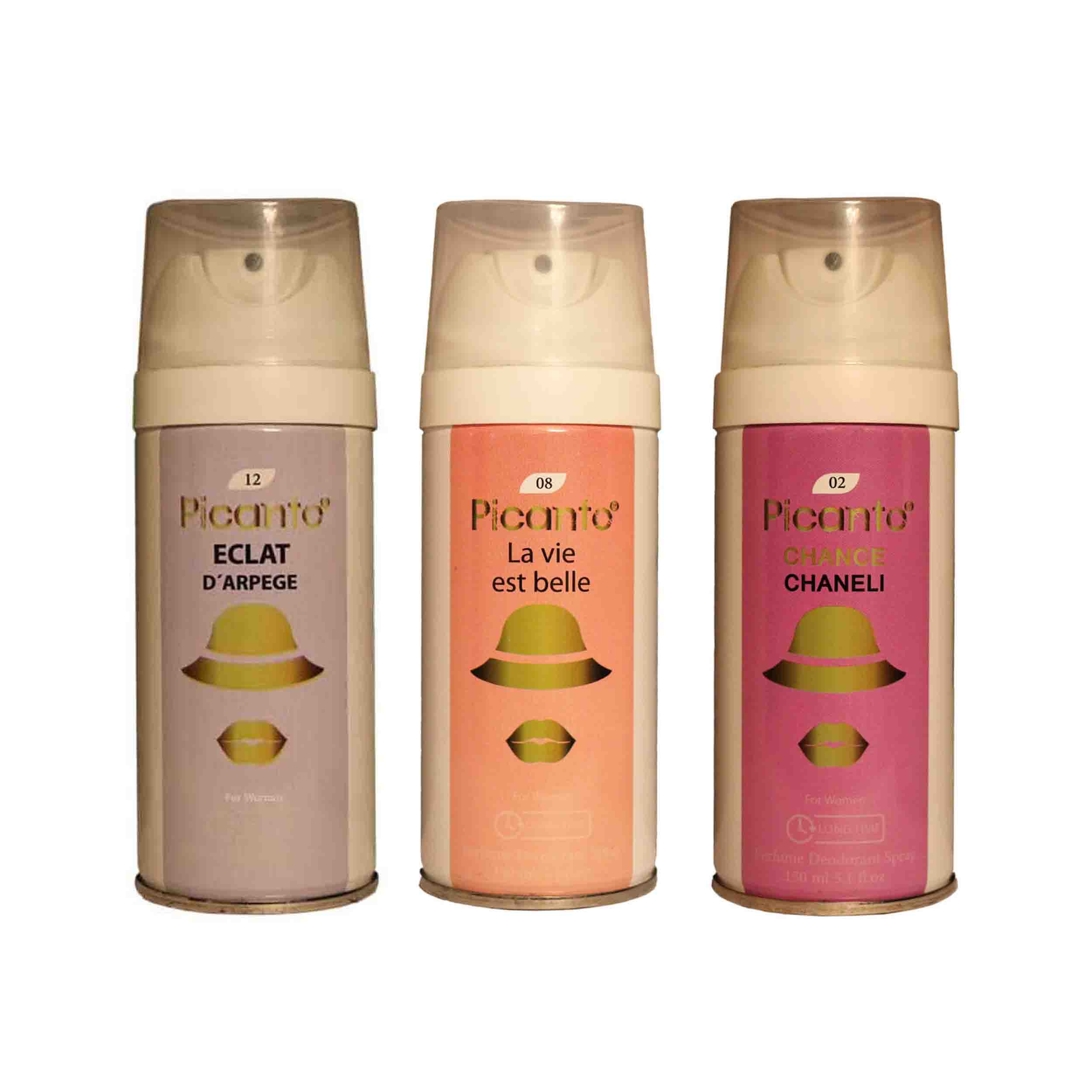 اسپری خوشبو کننده بدن زنانه پیکانتو مدل pw34 حجم 150 میلی لیتر مجموعه 3 عددی