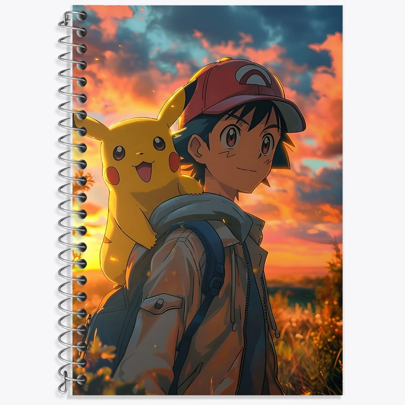 دفتر زبان 50 برگ خندالو مدل دو خط طرح انیمه پوکمون (pokemon) کد F5197