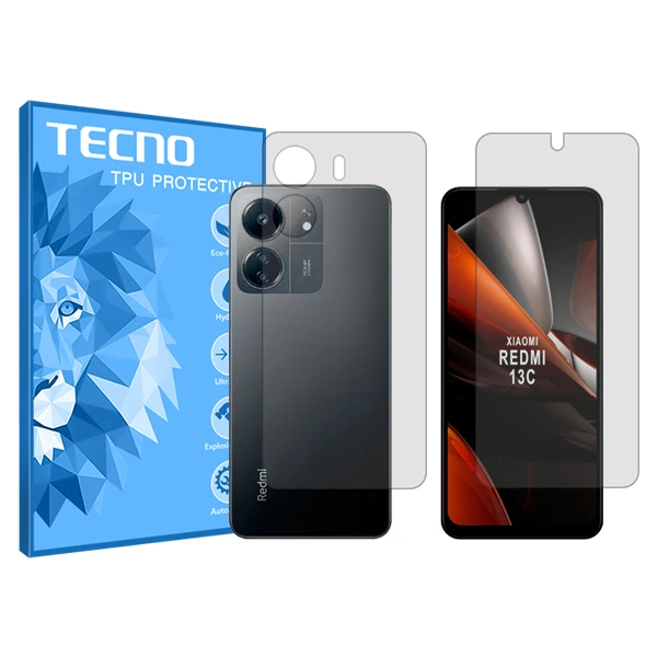 محافظ صفحه نمایش شفاف تکنو مدل Hygel مناسب برای گوشی موبایل  شیائومی Redmi 13C به همراه محافظ پشت گوشی