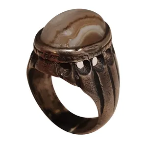 انگشتر نقره مردانه مدل عقیق ساحلی کد AS215230