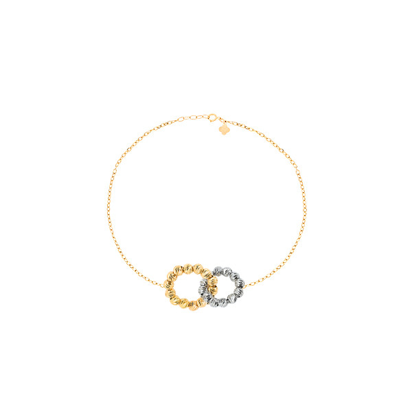 دستبند طلا 18 عیار زنانه ماوی گالری مدل دو دایره البرناردو