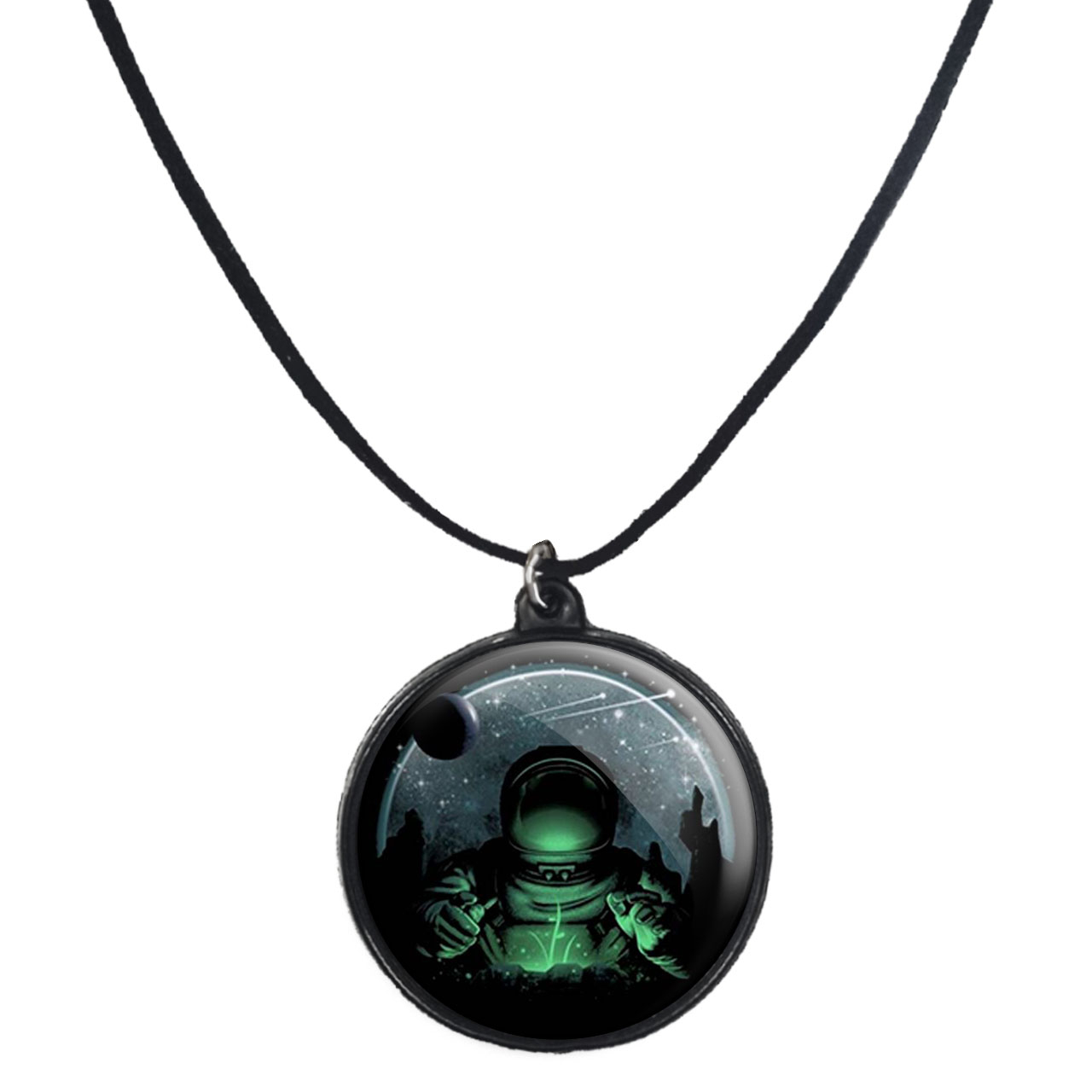 گردنبند پرمانه طرح فضانورد کد pmb.10448 مدل دو طرفه