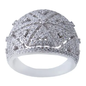 انگشتر نقره زنانه بازرگانی میلادی مدل فانتزی فول نگین برلیان بدون ریزش ابکاری رادیوم کد AWR_625