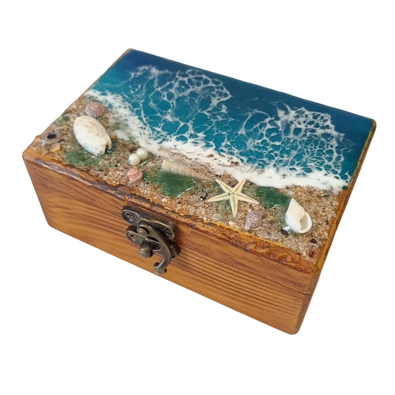 جعبه هدیه مدل رزینی طرح دریا