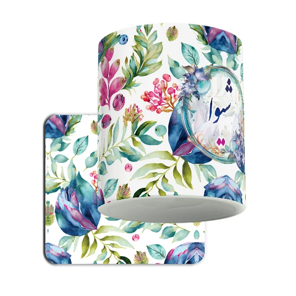 ماگ لاژید مدل اسم شیوا طرح گلدار به همراه زیرلیوانی