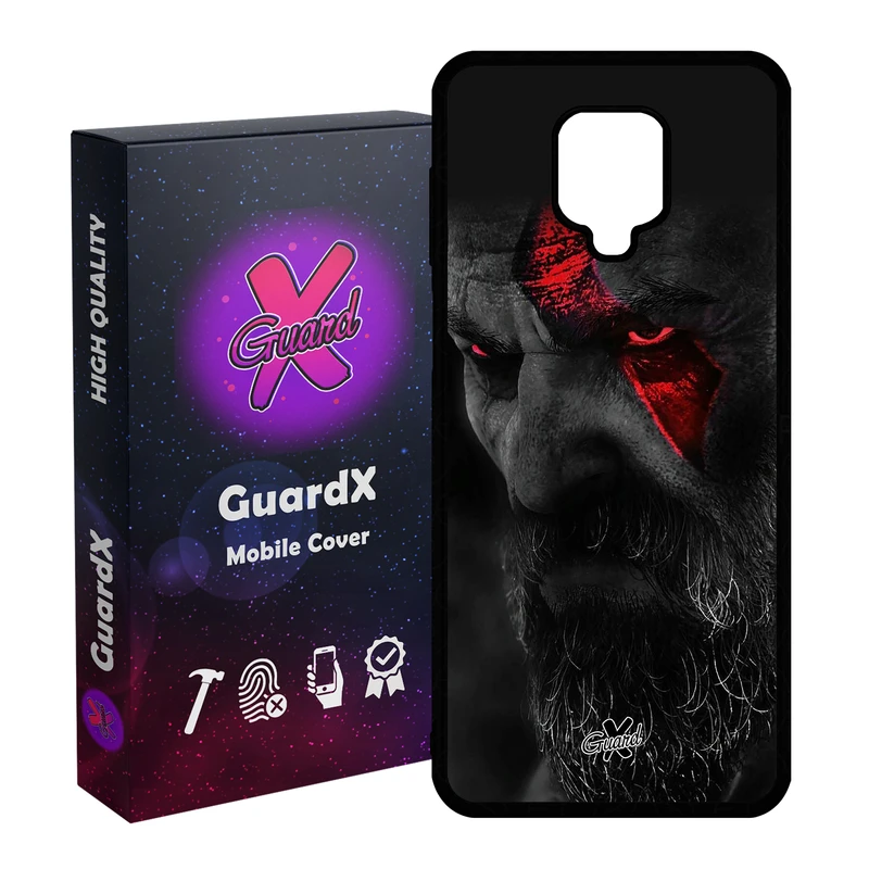 کاور گارد ایکس طرح God of War مدل Glass10349 مناسب برای گوشی موبایل شیائومی Redmi Note 9S / Note 9 Pro / Note 9 Pro Max