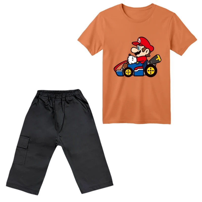 ست تی‌شرت آستین کوتاه و شلوارک پسرانه مدل ماریو کد ۶
