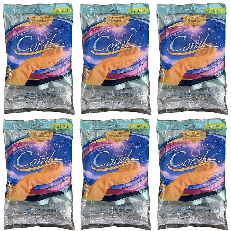 دستکش آشپزخانه دستکش گیلان مدل کرال ساق متوسط  بسته 6 عددی